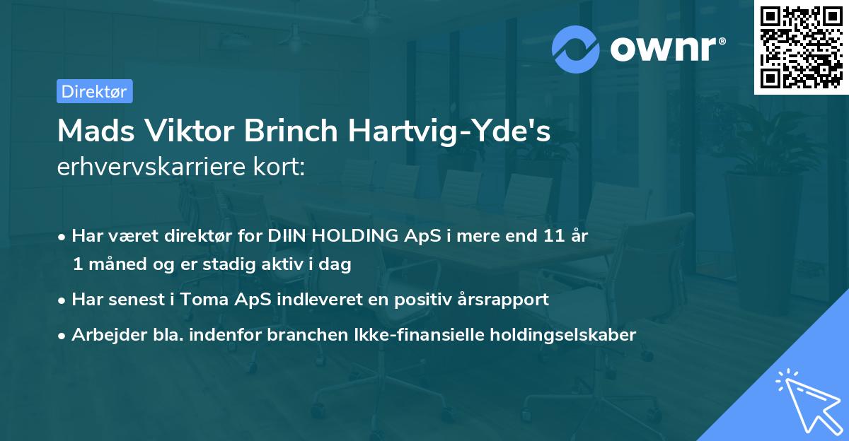 Mads Viktor Brinch Hartvig-Yde's erhvervskarriere kort