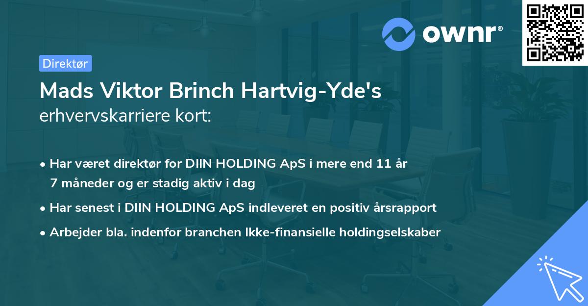 Mads Viktor Brinch Hartvig-Yde's erhvervskarriere kort