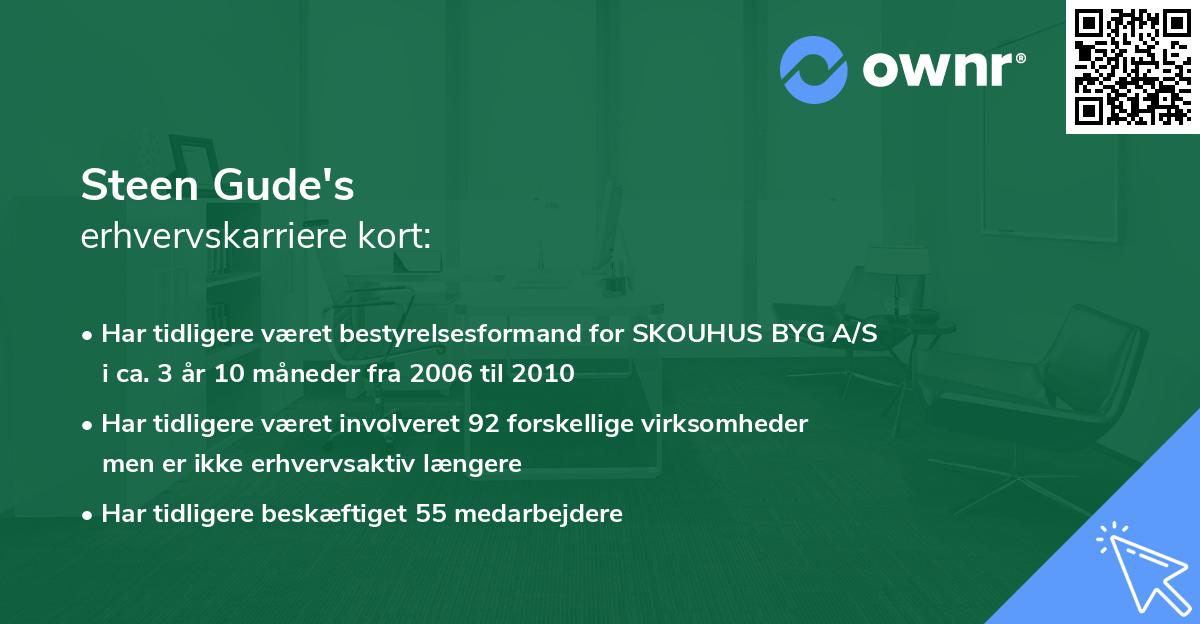 Steen Gude's erhvervskarriere kort