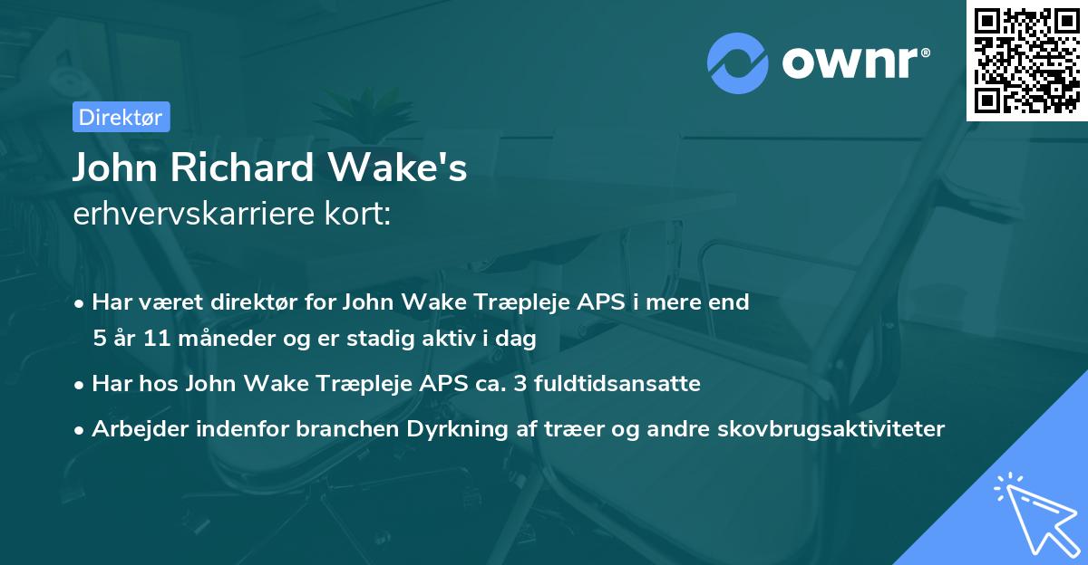 John Richard Wake's erhvervskarriere kort