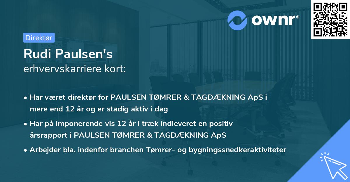 Rudi Paulsen's erhvervskarriere kort
