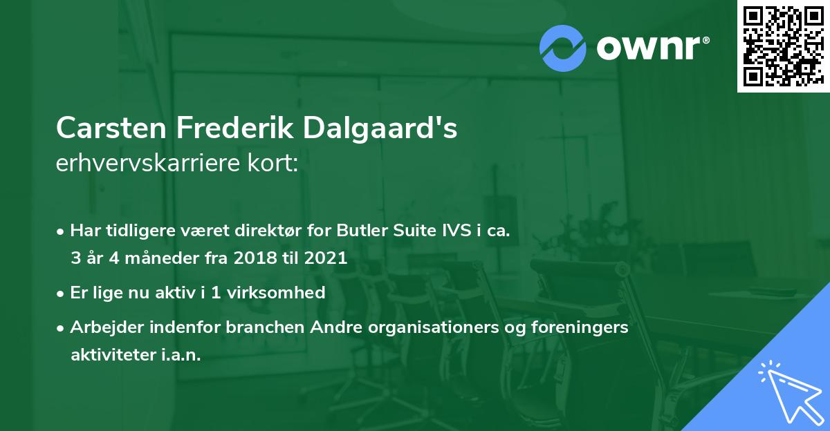 Carsten Frederik Dalgaard's erhvervskarriere kort