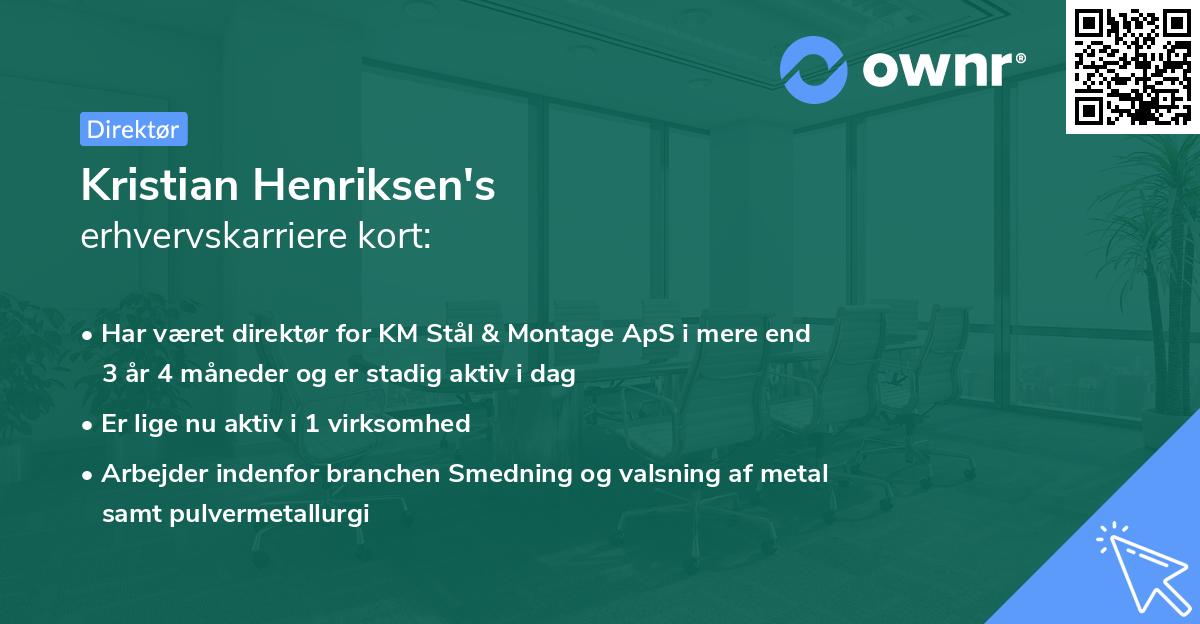 Kristian Henriksen's erhvervskarriere kort