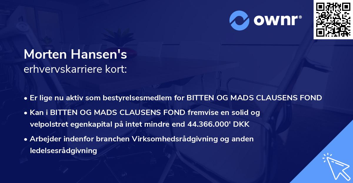 Morten Hansen's erhvervskarriere kort