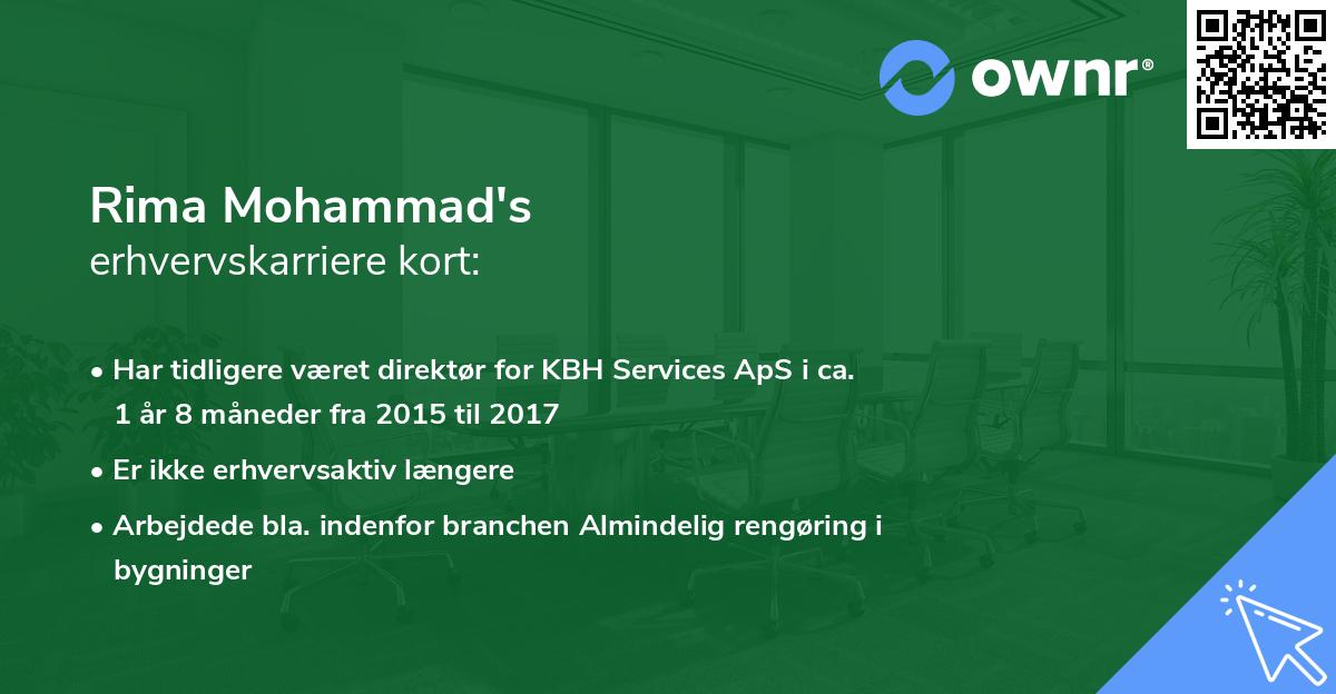 Rima Mohammad's erhvervskarriere kort