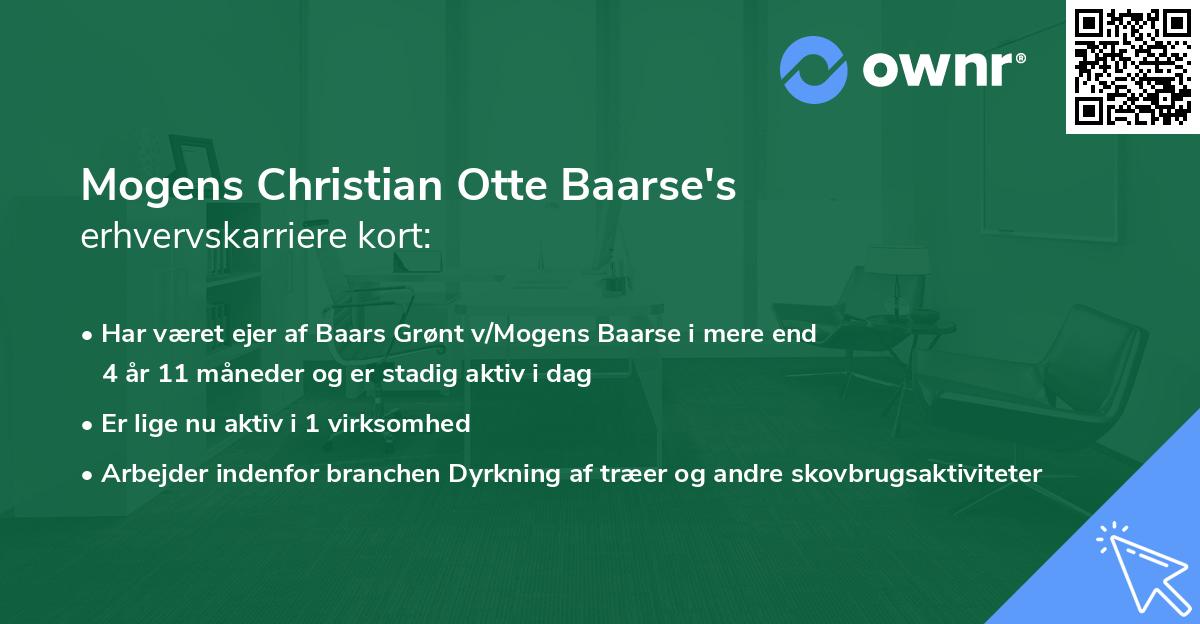 Mogens Christian Otte Baarse's erhvervskarriere kort