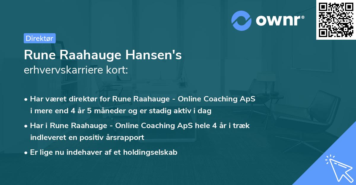 Rune Raahauge Hansen's erhvervskarriere kort