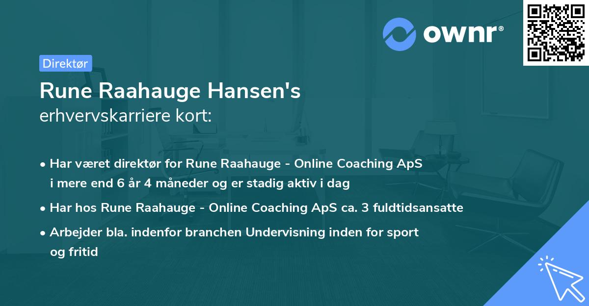 Rune Raahauge Hansen's erhvervskarriere kort