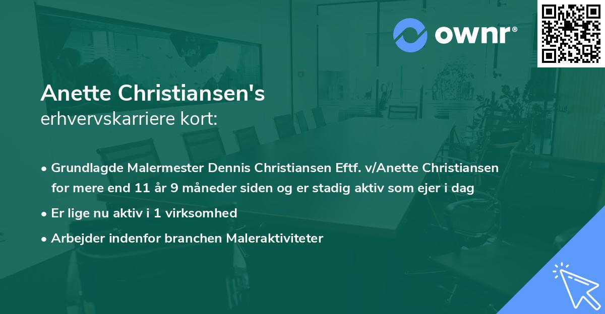 Anette Christiansen's erhvervskarriere kort