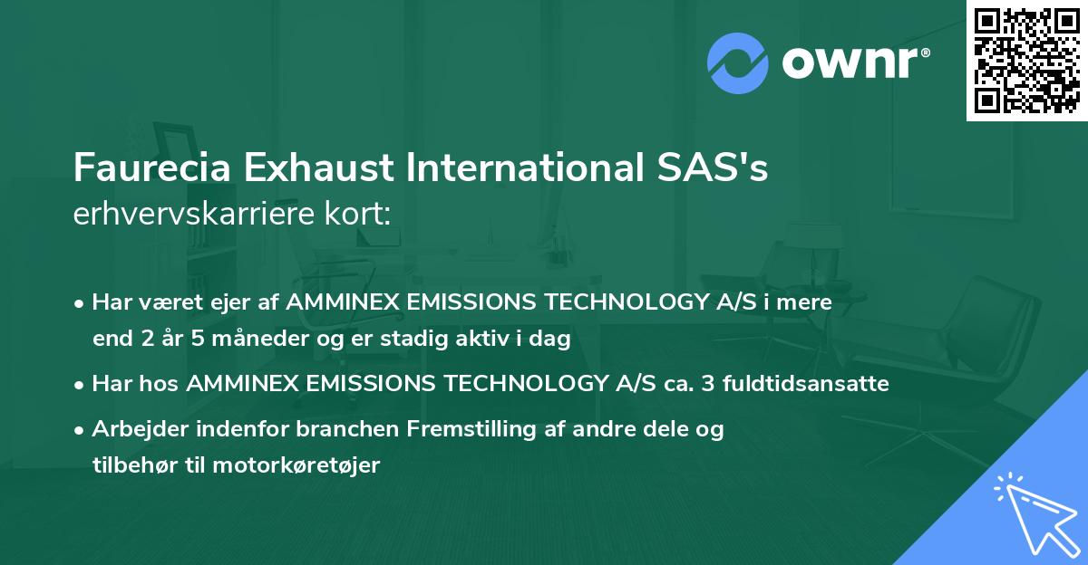 Faurecia Exhaust International SAS's erhvervskarriere kort