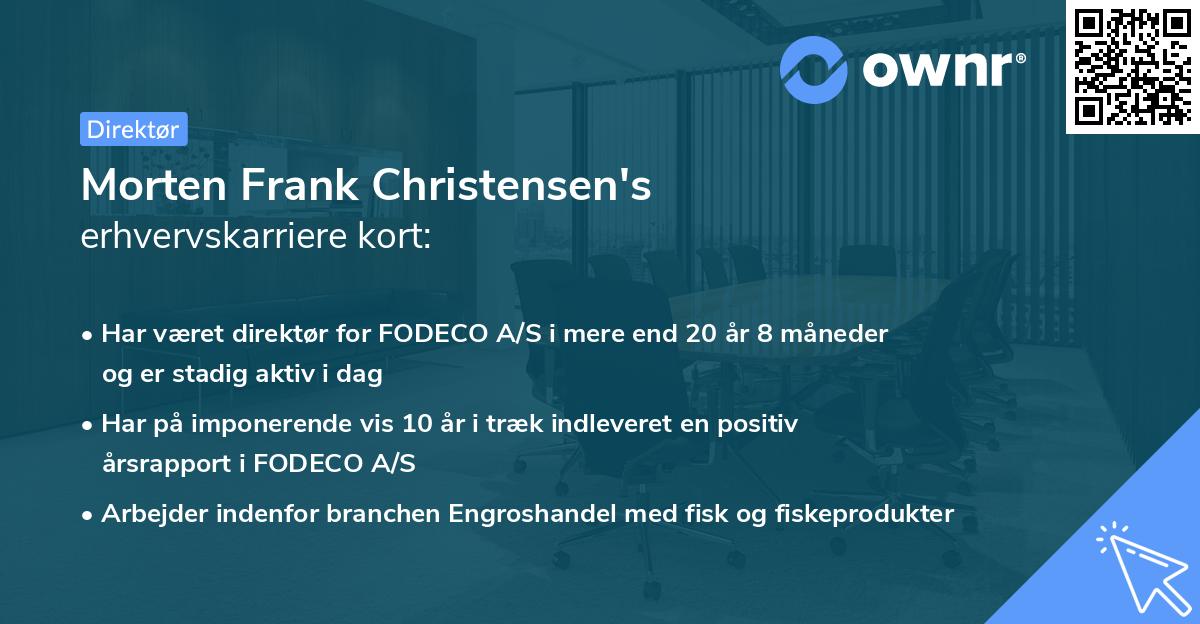 Morten Frank Christensen's erhvervskarriere kort