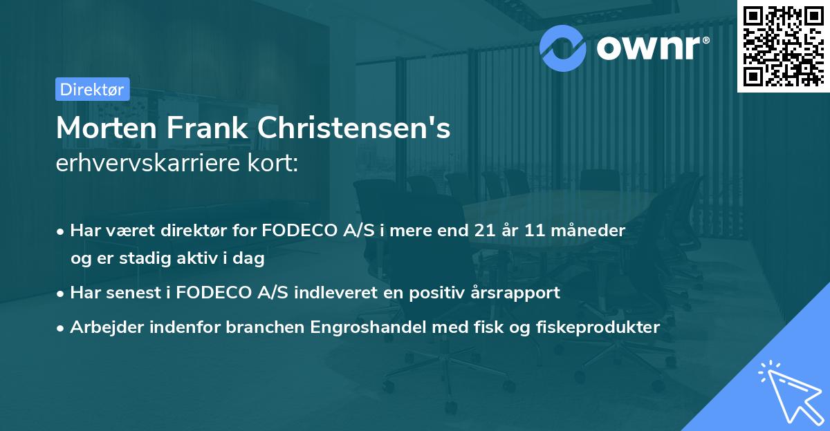 Morten Frank Christensen's erhvervskarriere kort