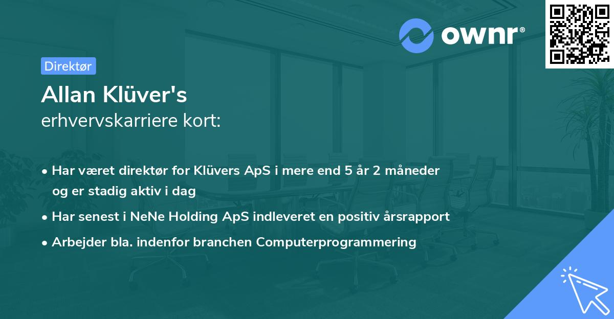 Allan Klüver's erhvervskarriere kort