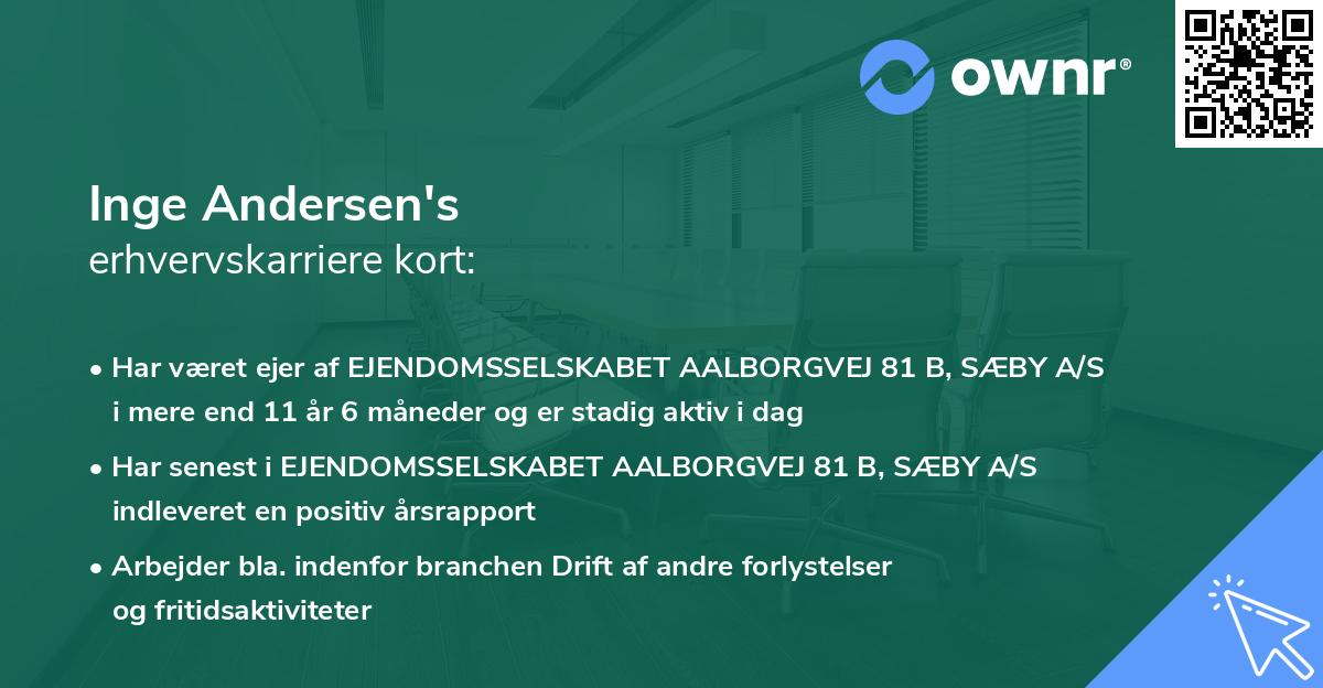 Inge Andersen's erhvervskarriere kort