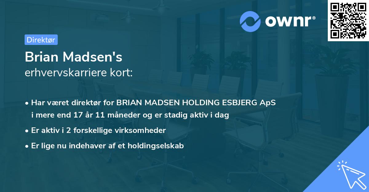 Brian Madsen's erhvervskarriere kort