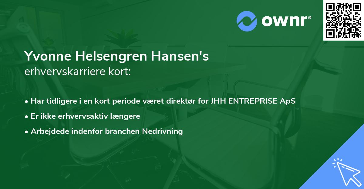 Yvonne Helsengren Hansen's erhvervskarriere kort