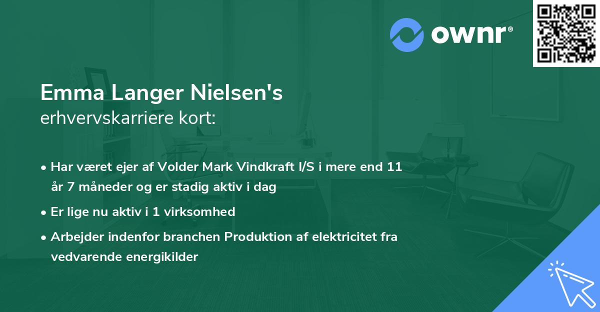 Emma Langer Nielsen's erhvervskarriere kort