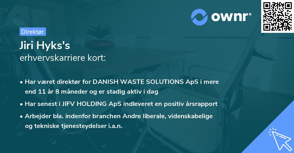 Jiri Hyks's erhvervskarriere kort