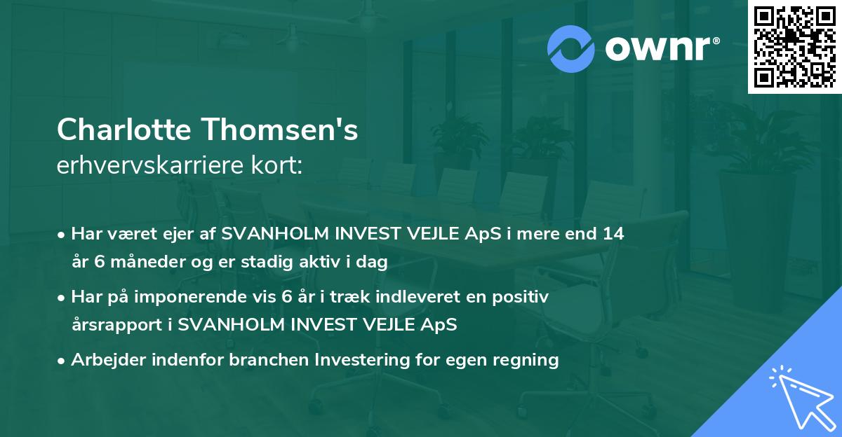 Charlotte Thomsen's erhvervskarriere kort
