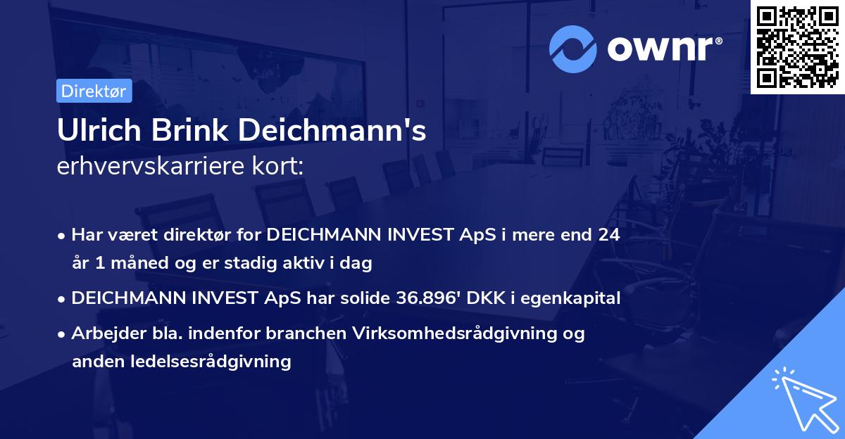 Ulrich Brink Deichmann's erhvervskarriere kort