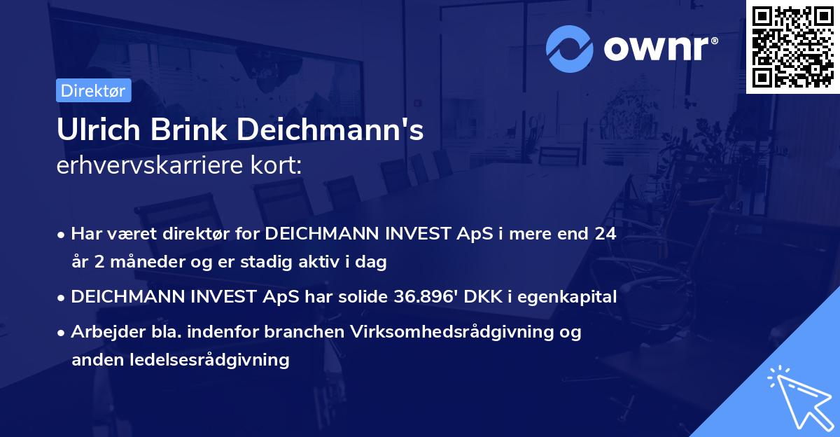 Ulrich Brink Deichmann's erhvervskarriere kort