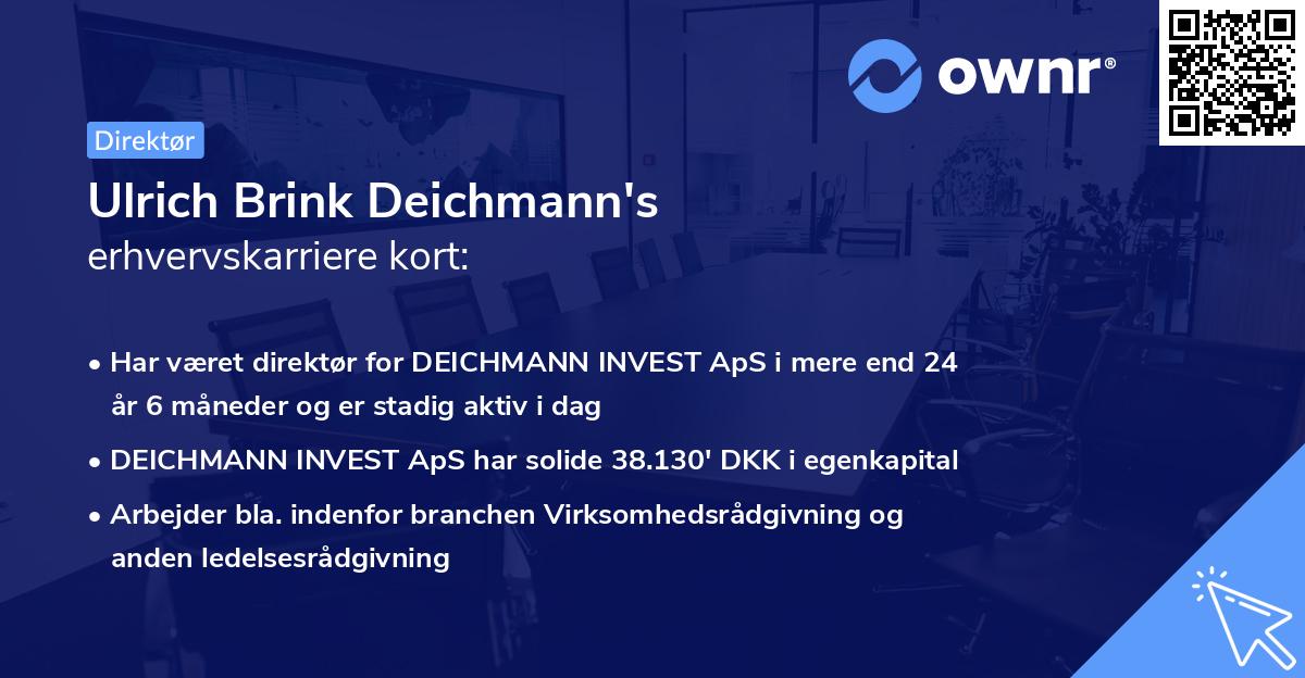 Ulrich Brink Deichmann's erhvervskarriere kort