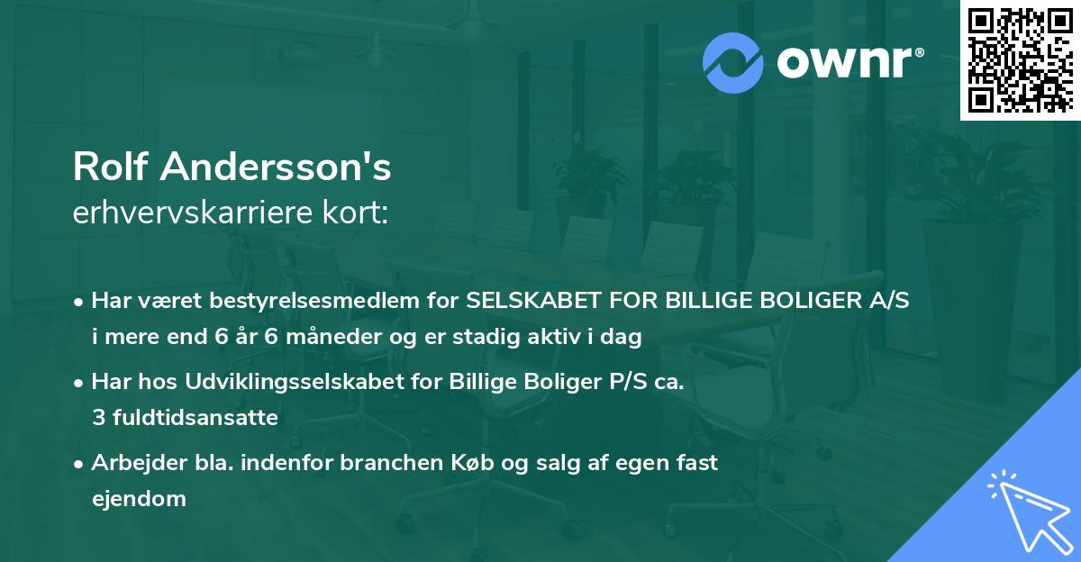 Rolf Andersson's erhvervskarriere kort