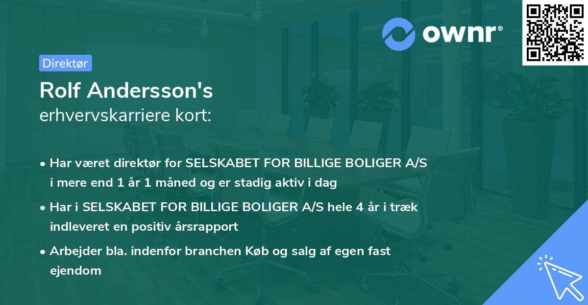 Rolf Andersson's erhvervskarriere kort