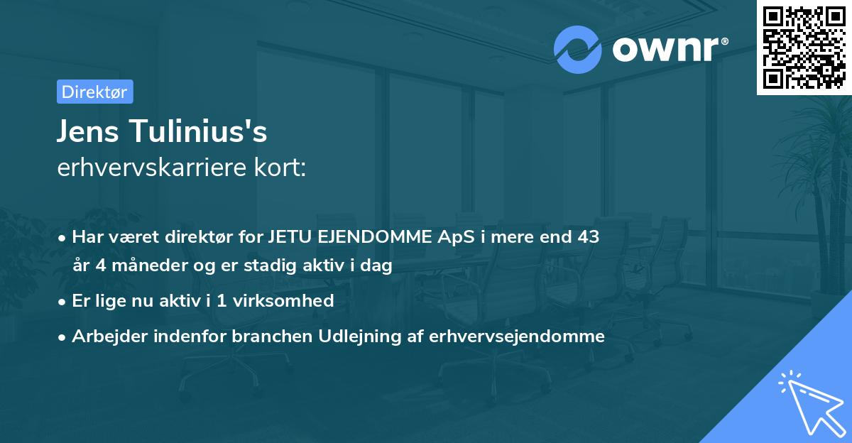 Jens Tulinius's erhvervskarriere kort