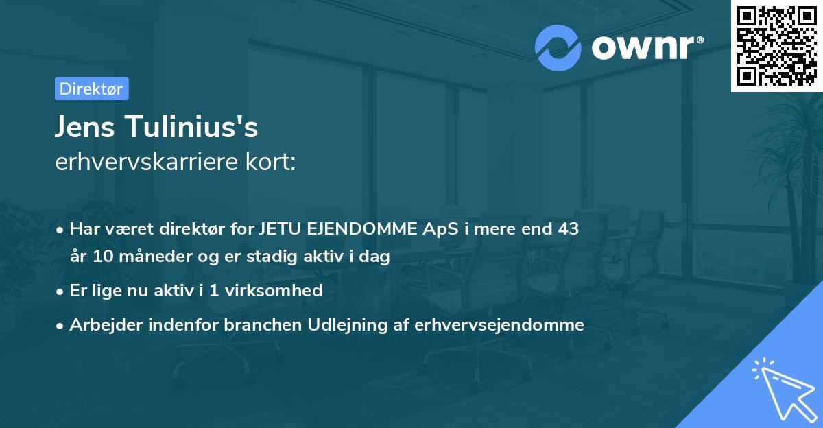 Jens Tulinius's erhvervskarriere kort
