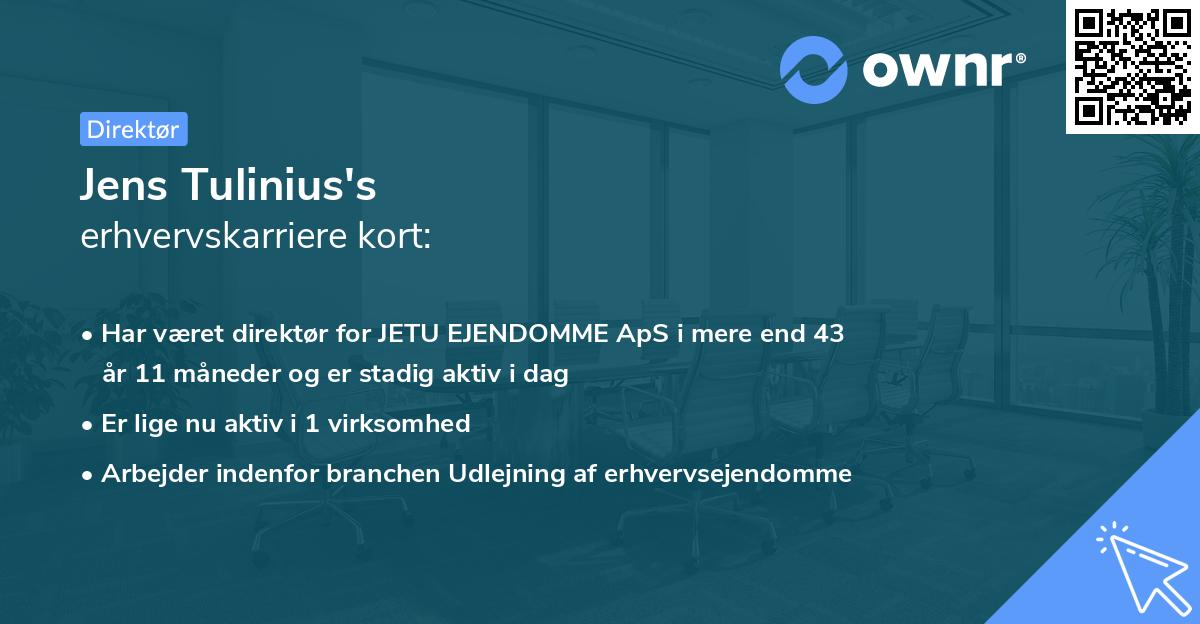 Jens Tulinius's erhvervskarriere kort