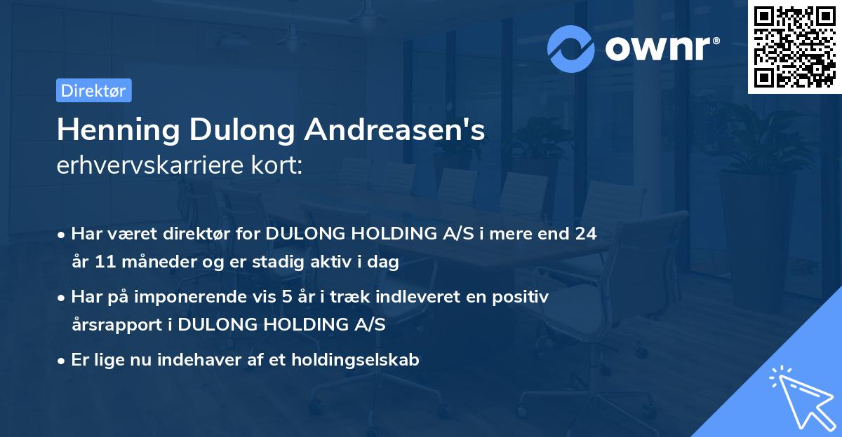 Henning Dulong Andreasen's erhvervskarriere kort