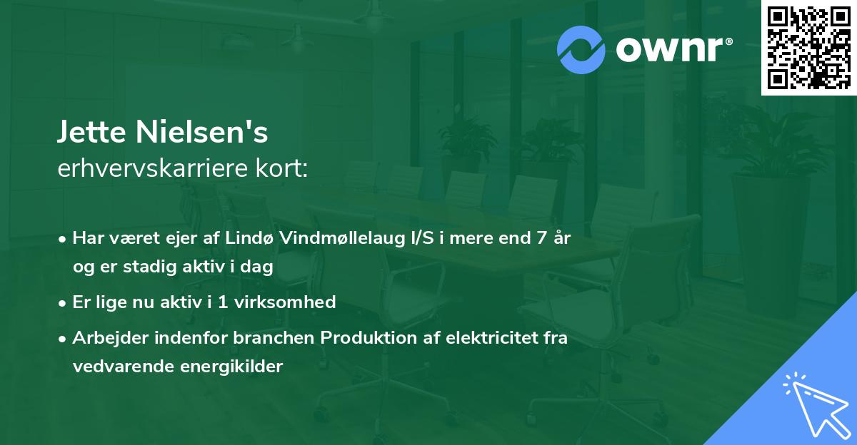 Jette Nielsen's erhvervskarriere kort