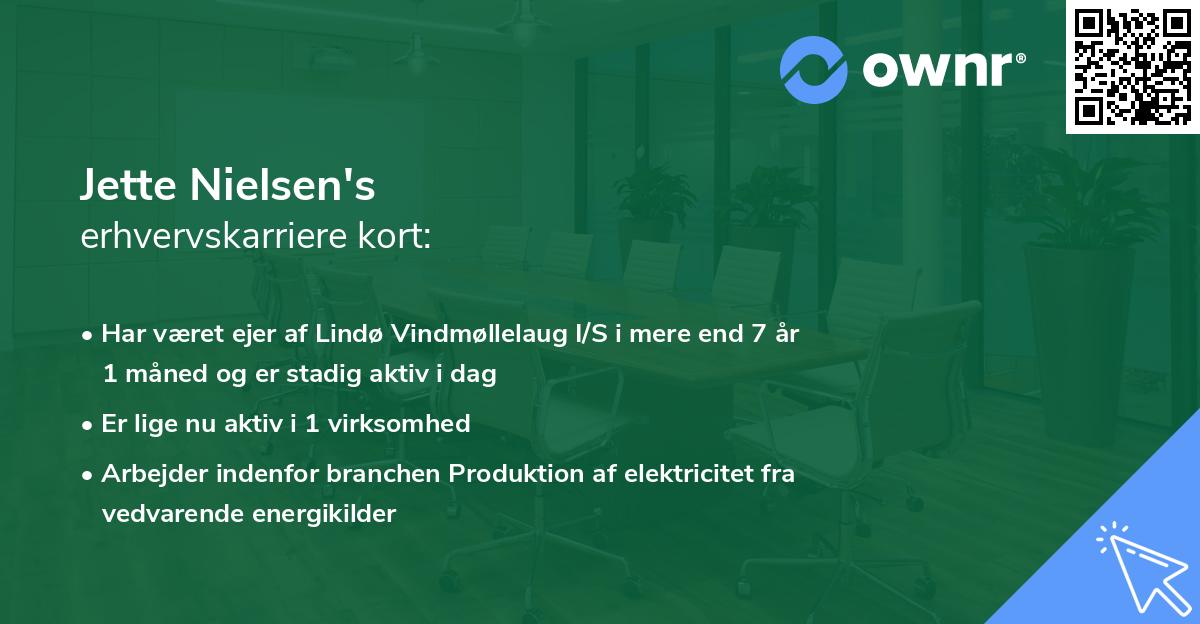 Jette Nielsen's erhvervskarriere kort