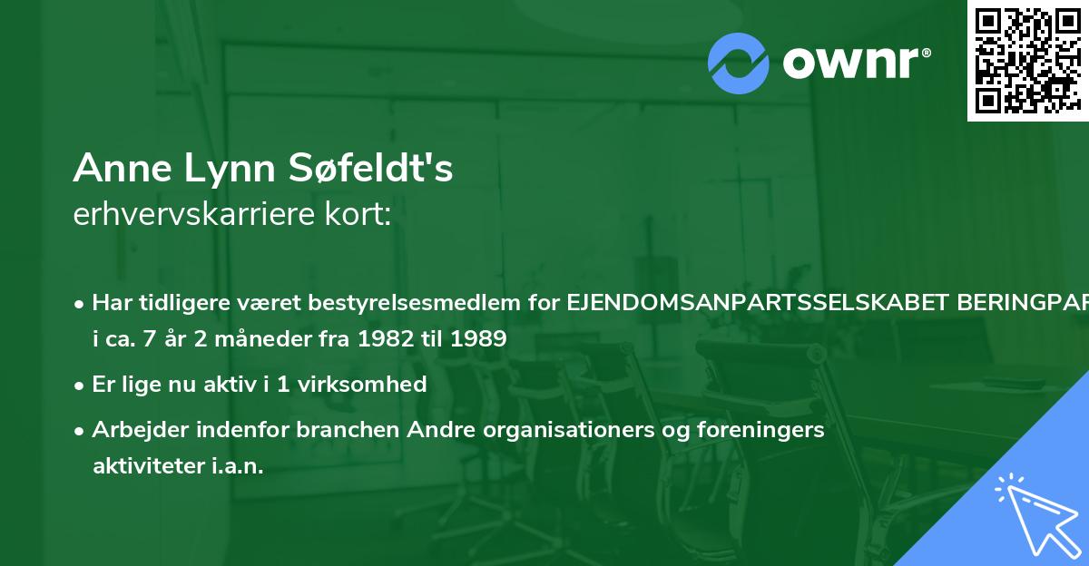Anne Lynn Søfeldt's erhvervskarriere kort