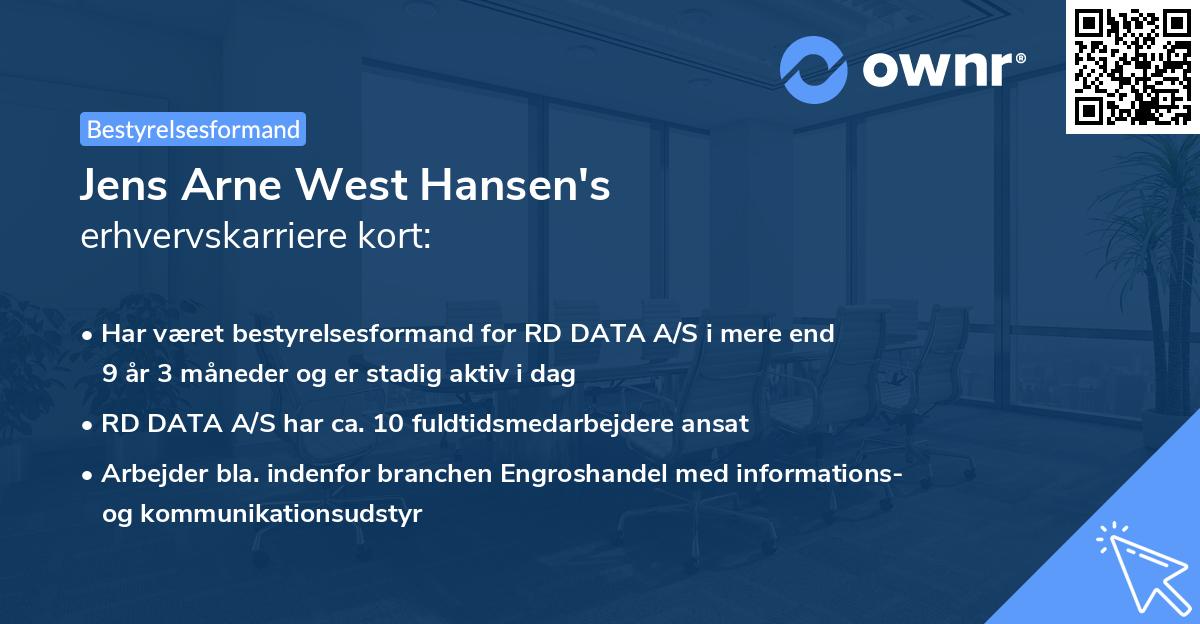 Jens Arne West Hansen's erhvervskarriere kort
