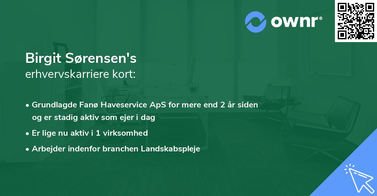 Birgit Sørensen's erhvervskarriere kort