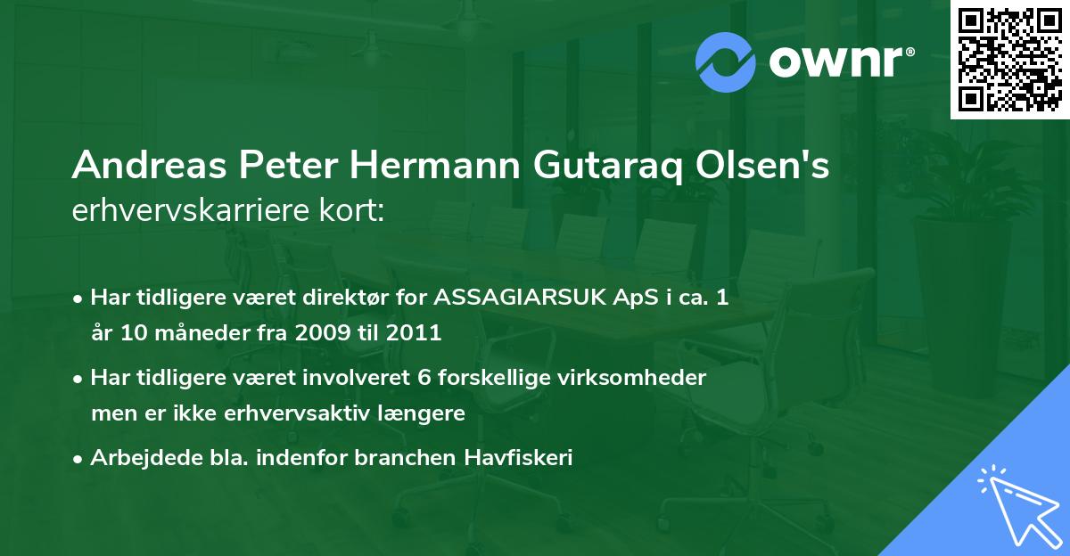 Andreas Peter Hermann Gutaraq Olsen's erhvervskarriere kort