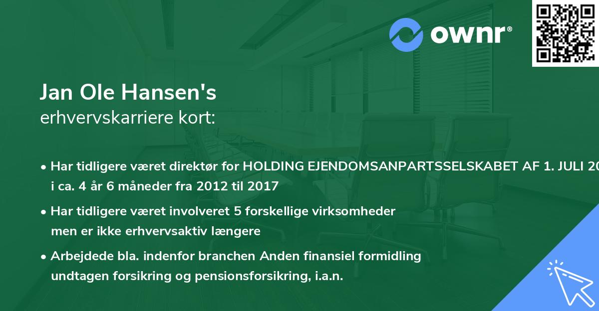 Jan Ole Hansen's erhvervskarriere kort
