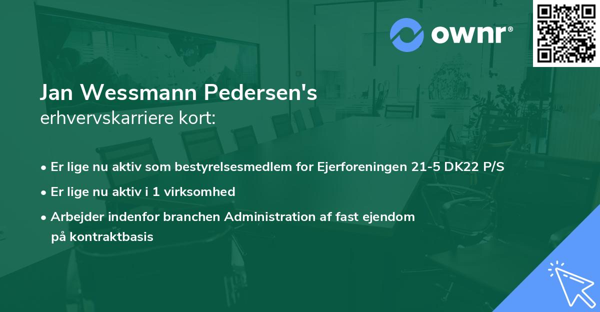 Jan Wessmann Pedersen's erhvervskarriere kort