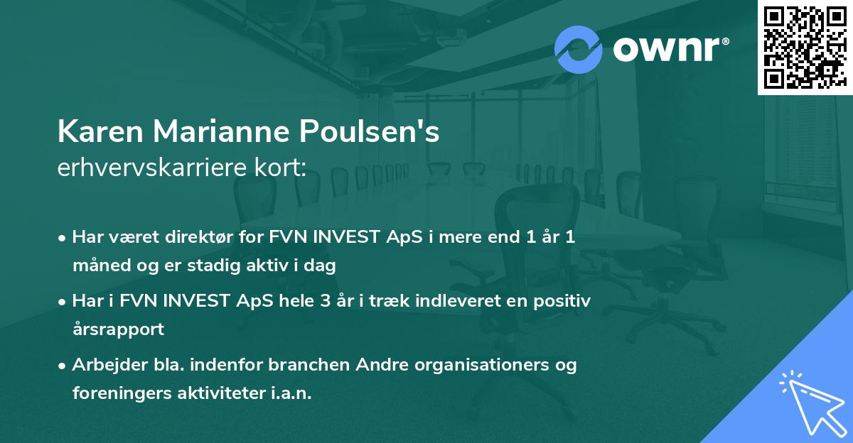Karen Marianne Poulsen's erhvervskarriere kort