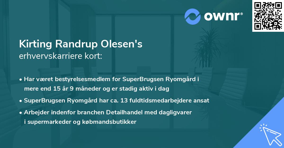 Kirting Randrup Olesen's erhvervskarriere kort