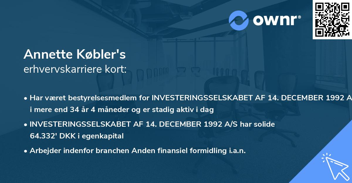 Annette Købler's erhvervskarriere kort