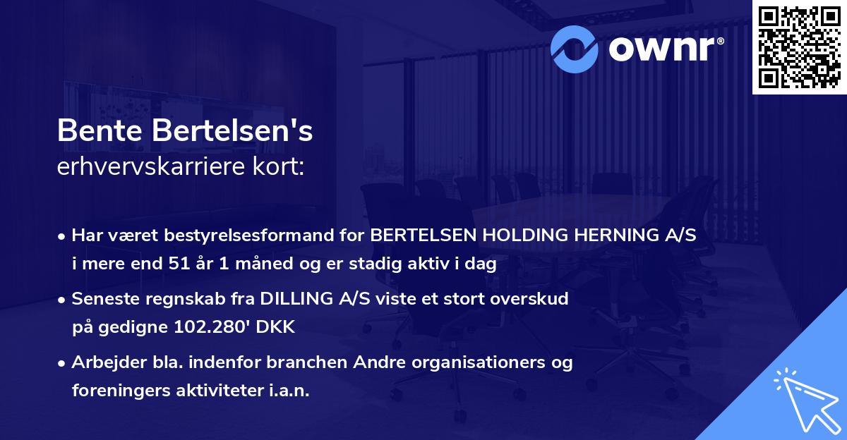 Bente Bertelsen's erhvervskarriere kort