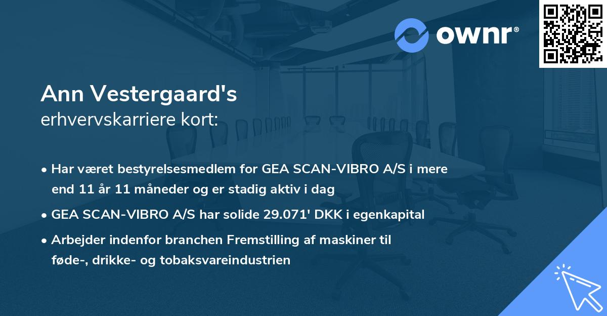 Ann Vestergaard's erhvervskarriere kort