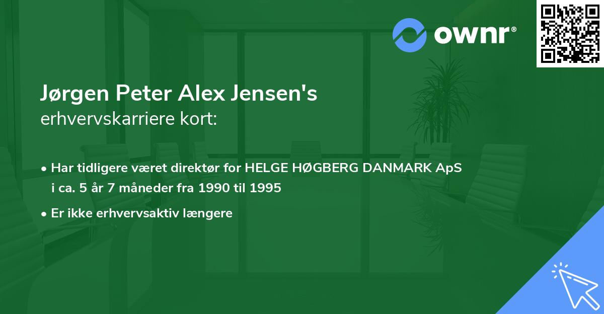 Jørgen Peter Alex Jensen's erhvervskarriere kort