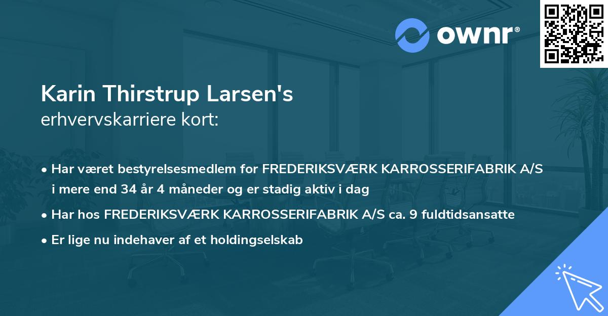 Karin Thirstrup Larsen's erhvervskarriere kort