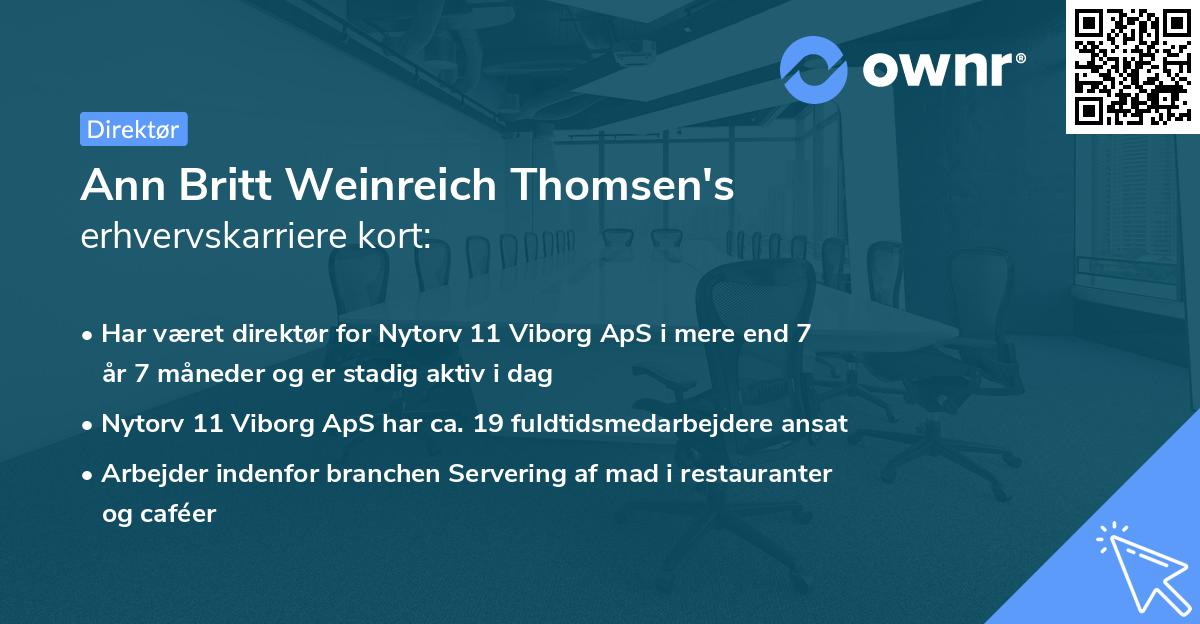 Ann Britt Weinreich Thomsen's erhvervskarriere kort