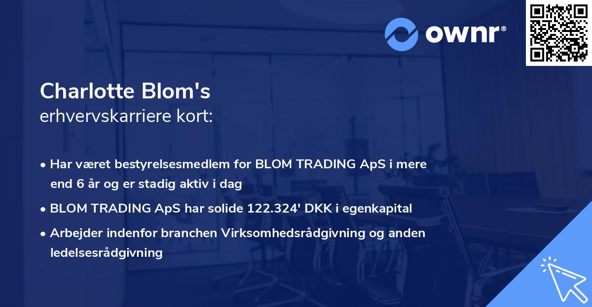 Charlotte Blom's erhvervskarriere kort