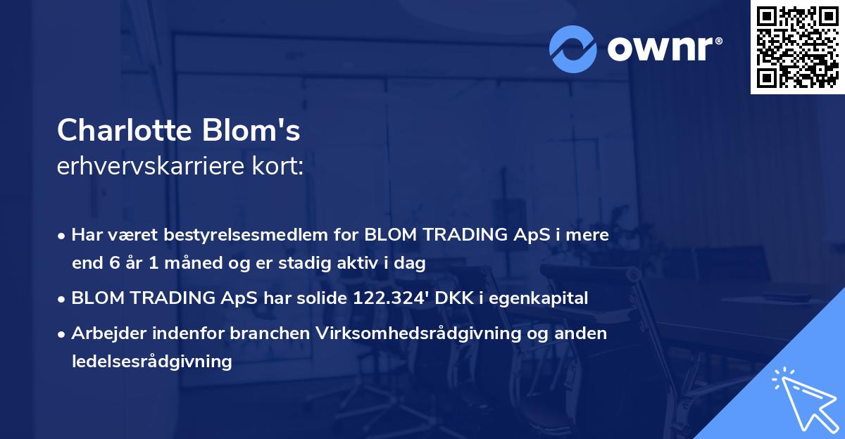 Charlotte Blom's erhvervskarriere kort